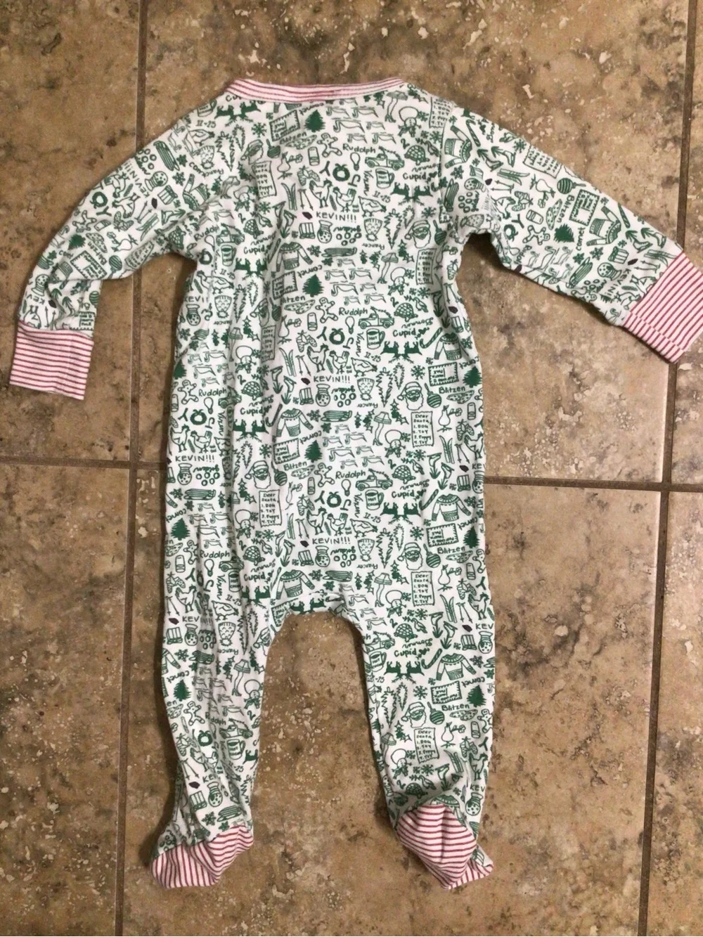 Joy Street Pima Cotton North Pole Christmas Green Baby Zip Footed Sleeper 0-3 Mo